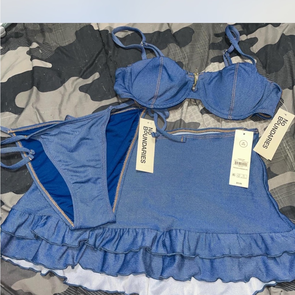 No Boundaries Blue Ruffled Intimates Set